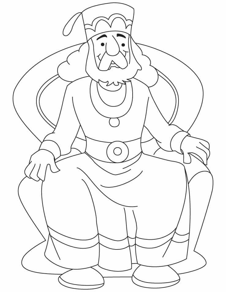 Desenhos de Velho Rei Sentado na Cadeira para colorir