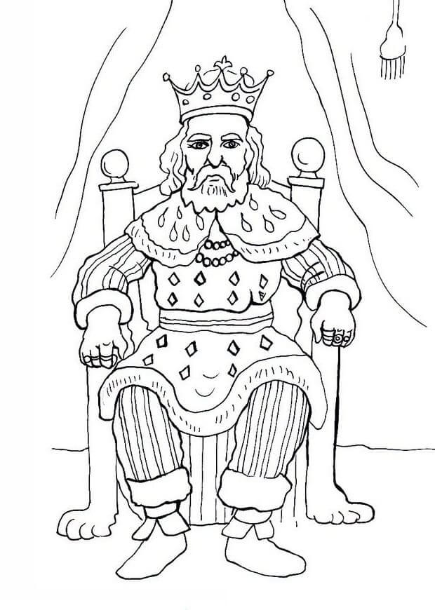 Velho Rei Sentado para colorir