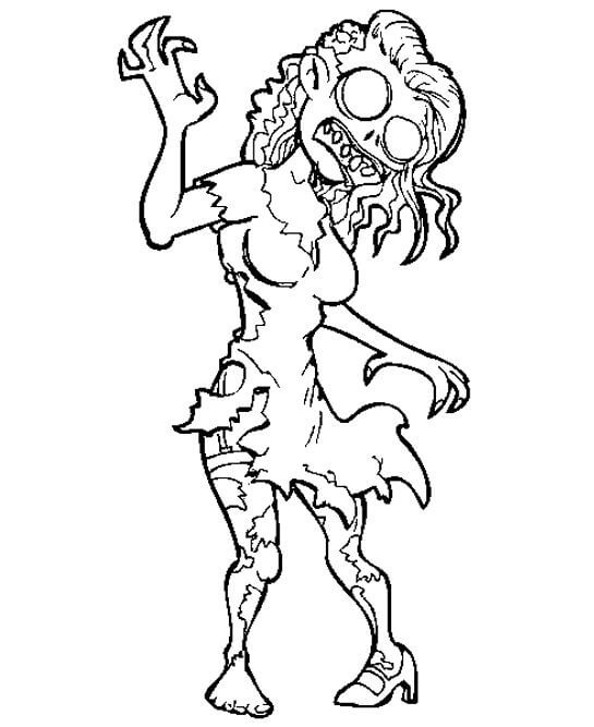 Desenhos de Zumbi Feminino para colorir