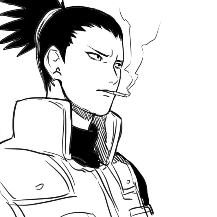 Desenhos de Shikamaru Fumando para colorir