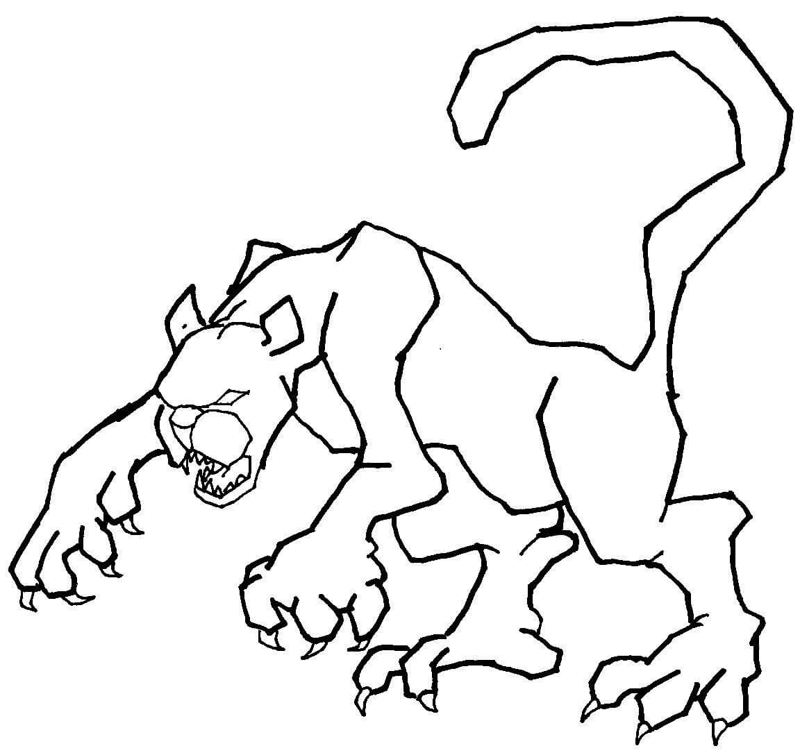 Desenho Aterrorizante de Puma para colorir