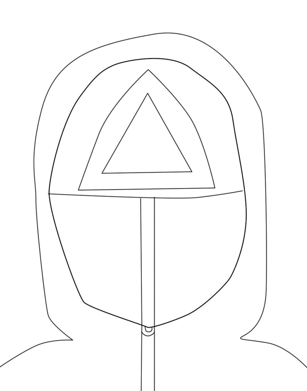 Desenhos de Desenho de Uniforme de Guarda Vermelho com Triângulo de Rosto para colorir