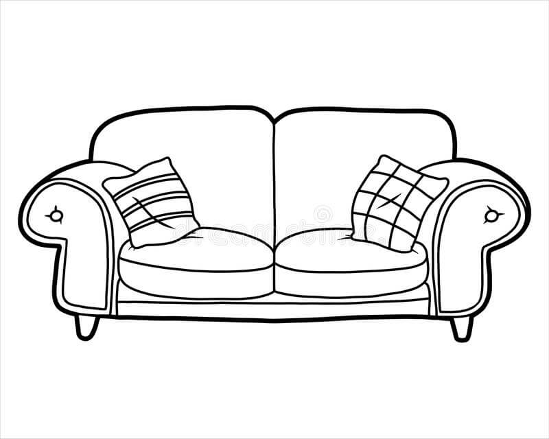 Desenhos de Duas Almofadas no Sofá para colorir