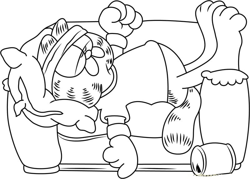 Garfield Dormindo no Sofá para colorir