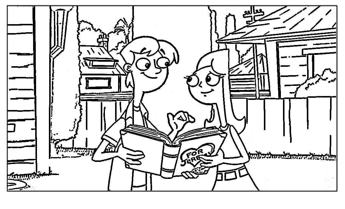 Desenhos de Livro de leitura de Jeremy e Candace para colorir