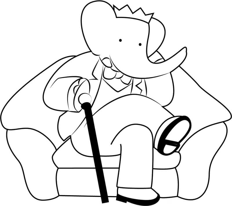Desenhos de Rei Babar Sentado no Sofá para colorir