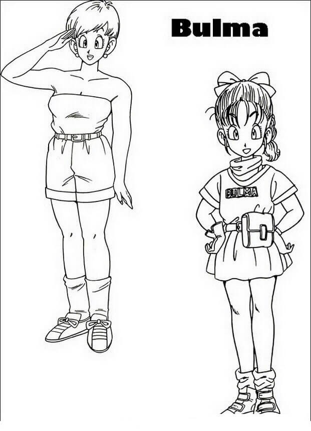 Desenhos de Senhora e Pequena Bulma para colorir