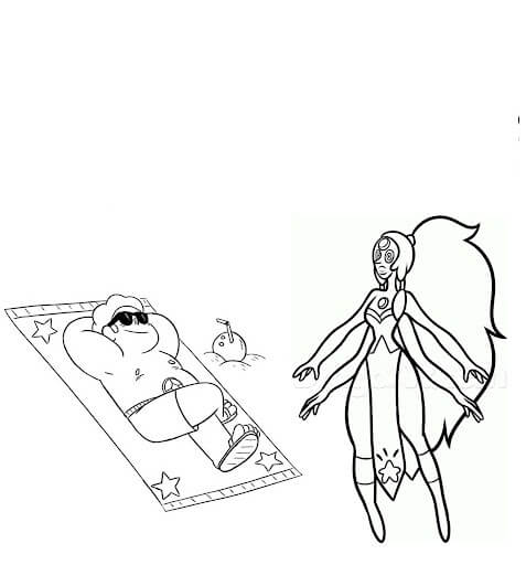Desenhos de Steven e Opal na Praia para colorir