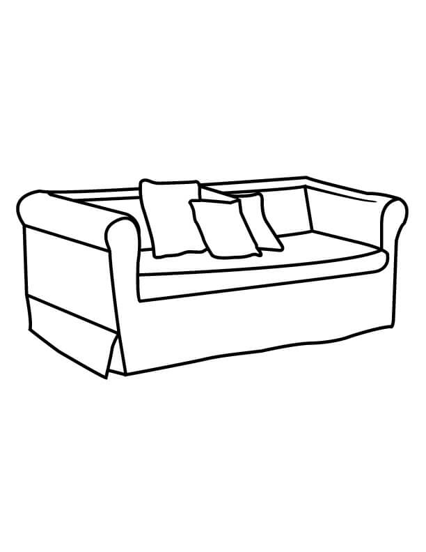 Desenhos de Três Almofadas no Sofá para colorir