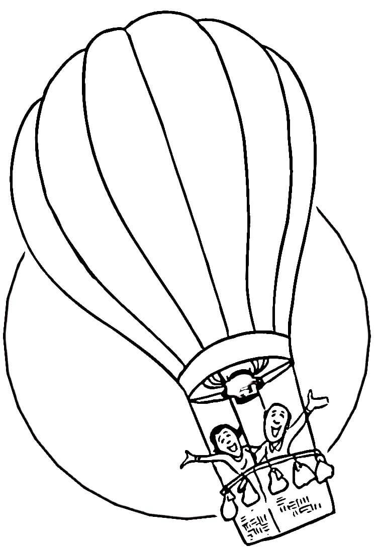 Desenhos de Casal em Balão de ar Quente para colorir