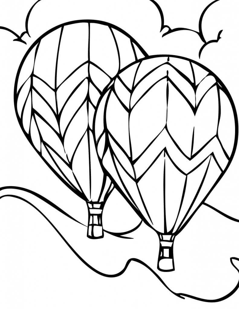Desenhos de Dois Balões de ar Quente para colorir