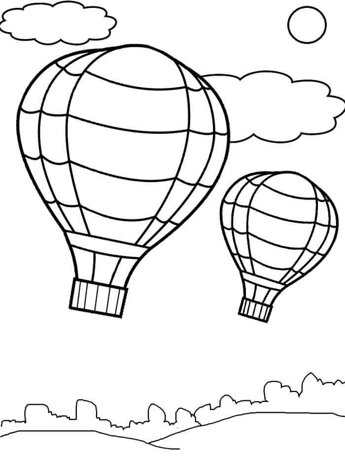 Desenhos de Dois Bons Balões de ar Quente para colorir