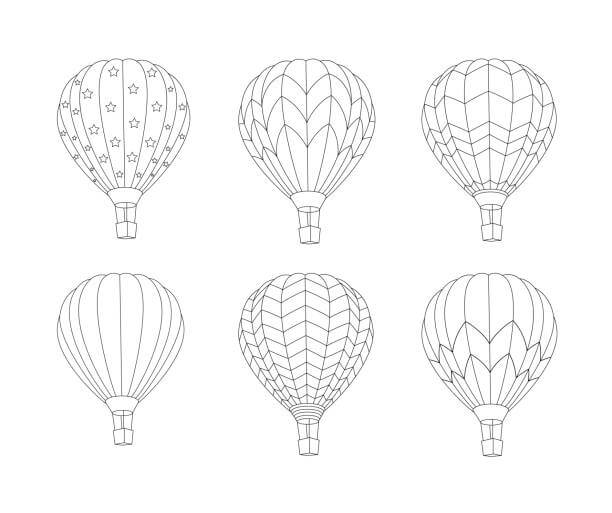 Seis Balões de Ar Quente para colorir
