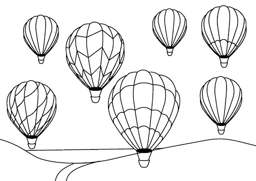 Desenhos de Sete Balões de Ar Quente para colorir