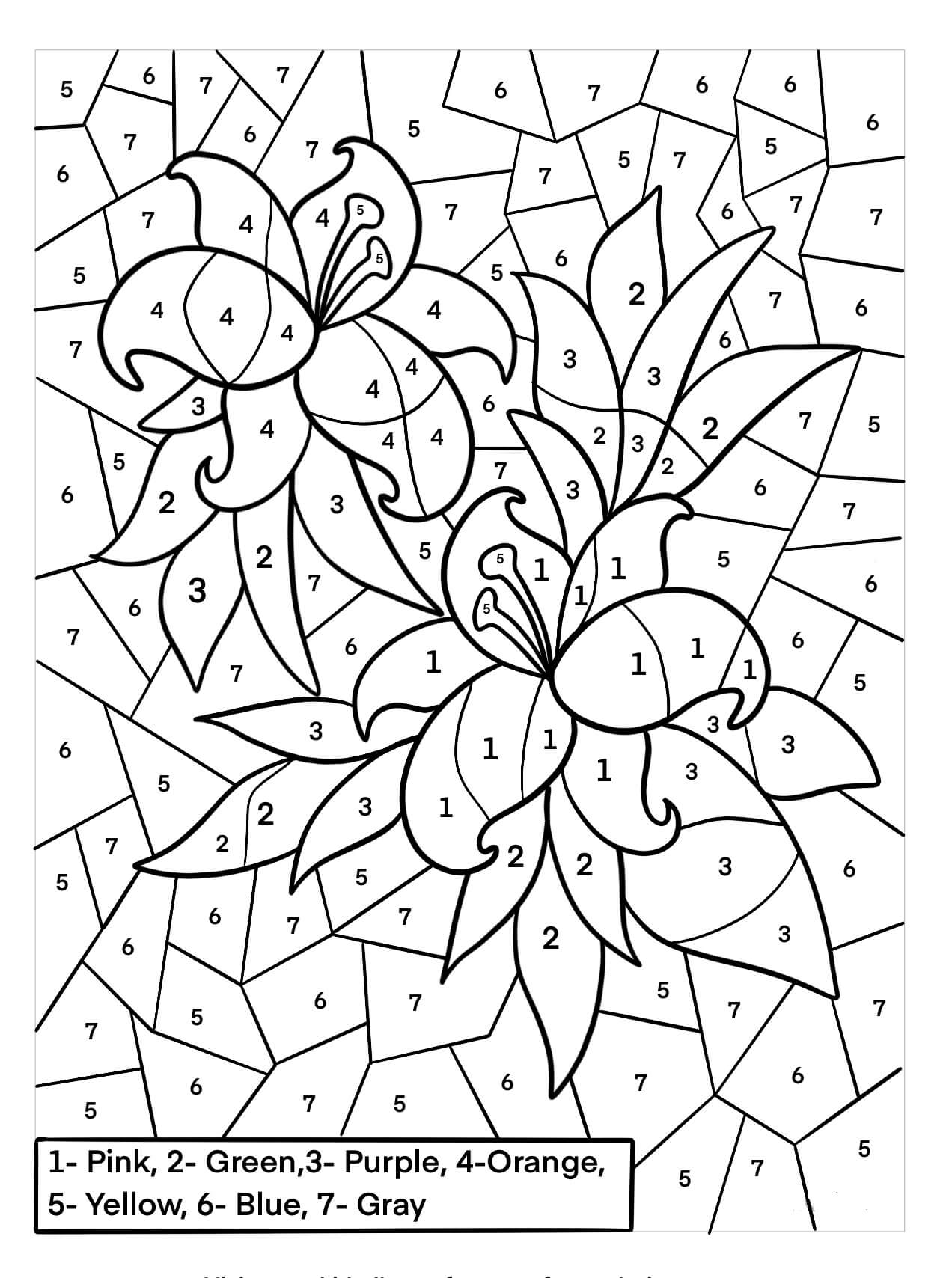 Gardenia cor por Número para colorir