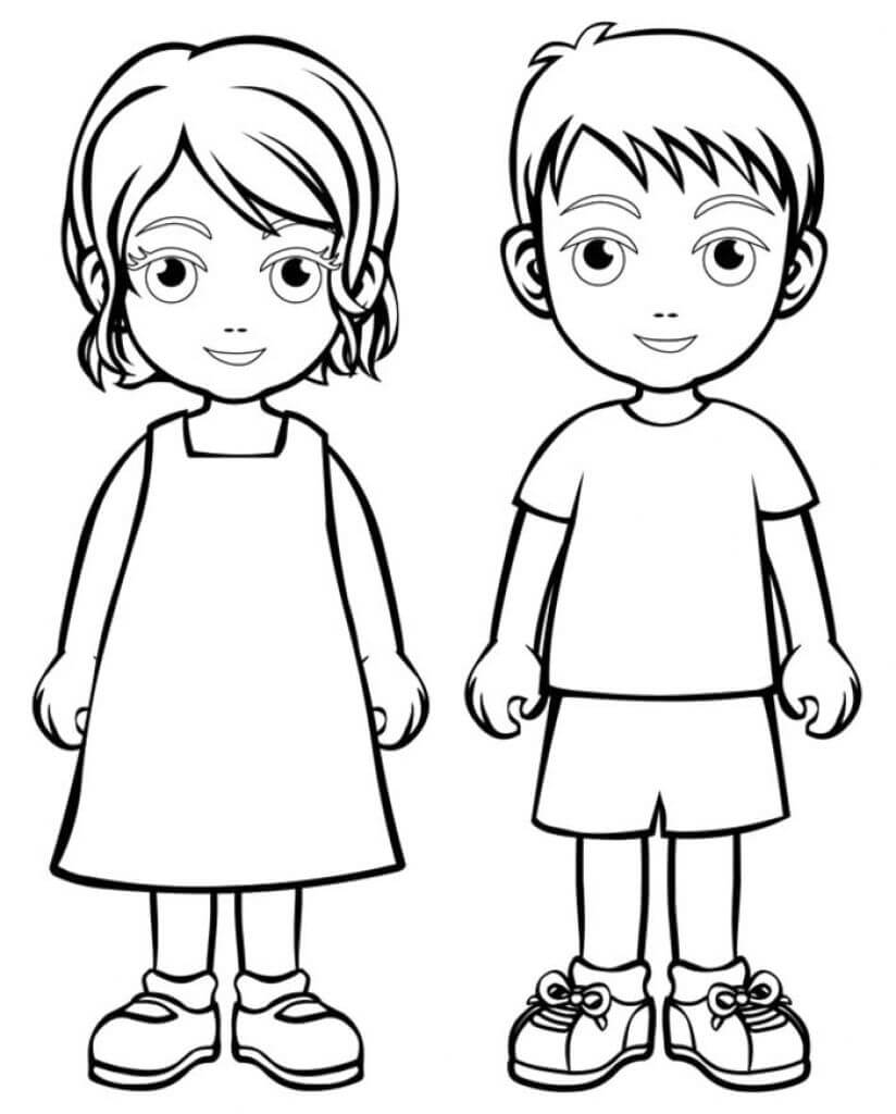 Desenhos de Menino e Menina para colorir