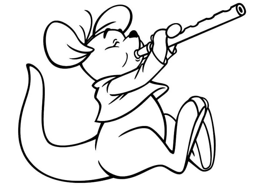 Desenhos de Mouse Tocando Flauta para colorir