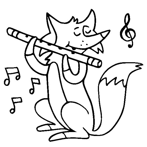 Desenhos de Raposa Tocando Flauta para colorir
