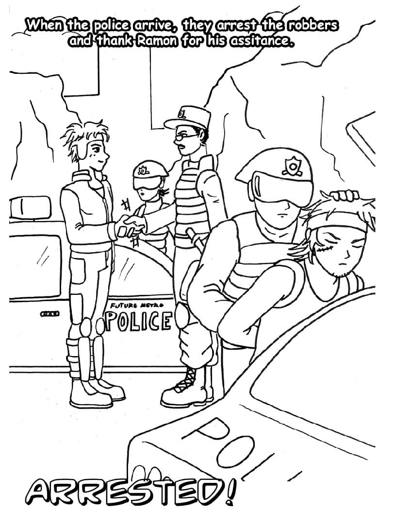 Desenhos de Assaltante Capturado Pela Polícia para colorir
