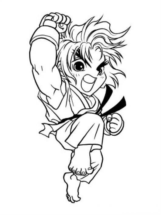 Ataque Chibi Ken para colorir