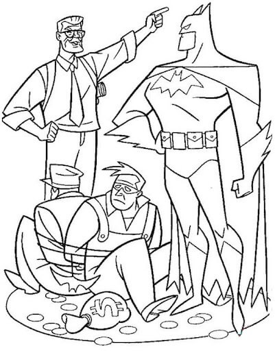 Desenhos de Batman Pegou dois Assaltantes para colorir