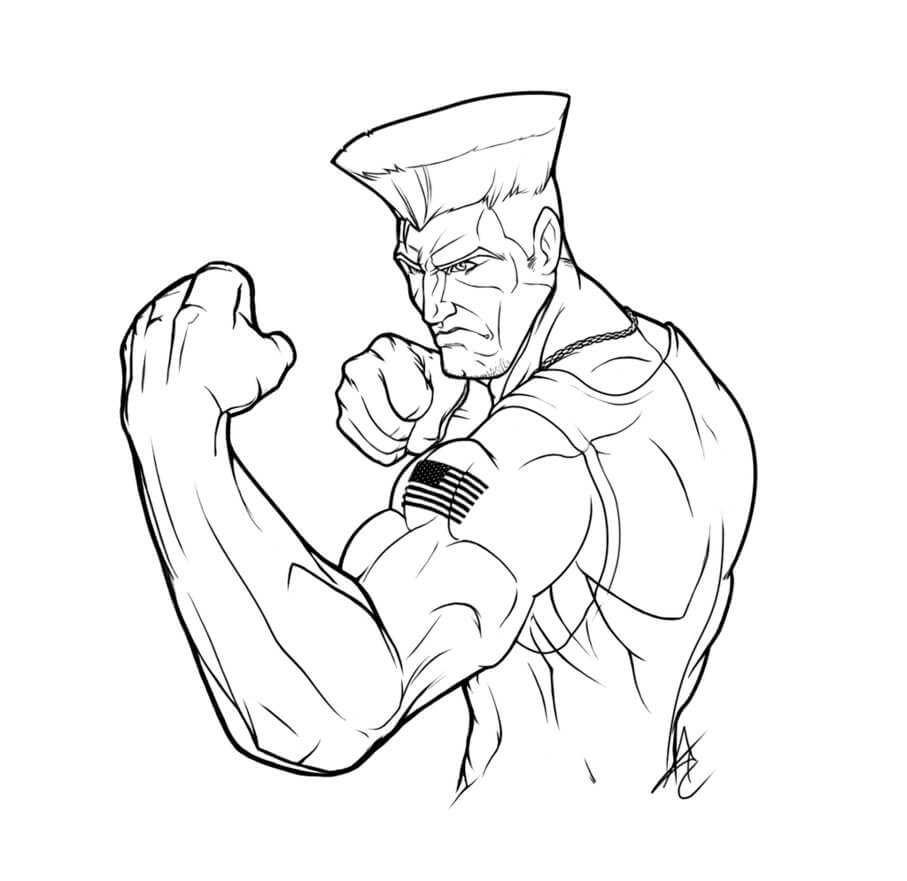 Bom Personagem de Street Fighter para colorir