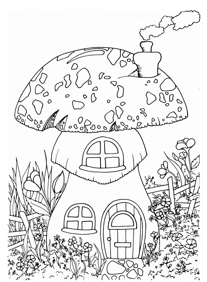 Desenhos de Casa Cogumelo Fada para colorir