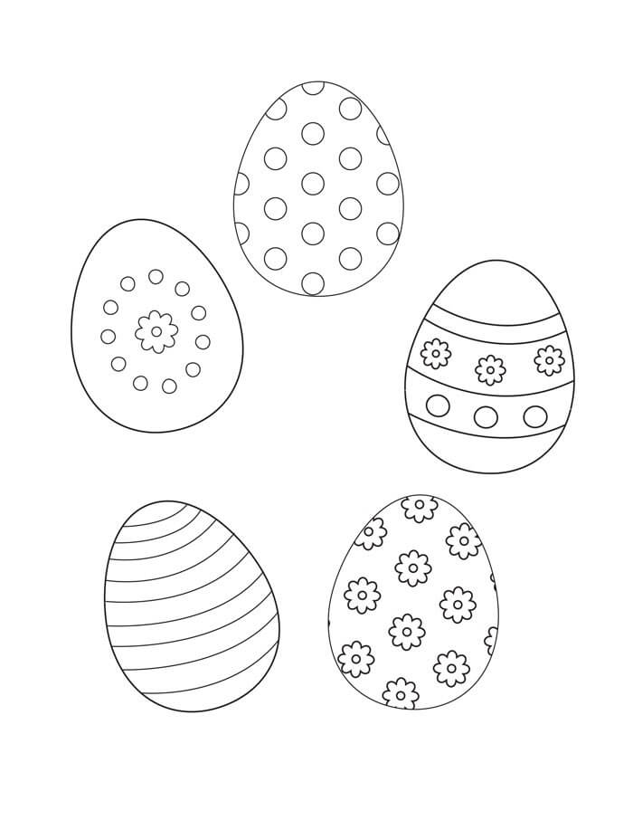 Desenhos de Cinco Ovos de Páscoa para colorir