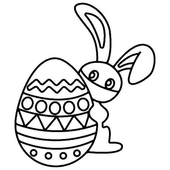 Desenhos de Coelhinho de Desenho com ovo de Páscoa para colorir