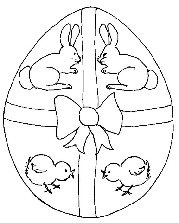 Desenhos de Coelho e Frango ovo de Páscoa para colorir