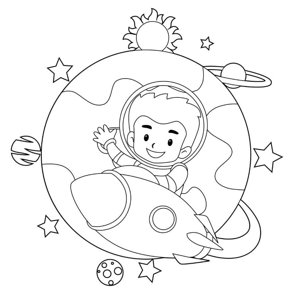 Crianças Astronautas do Espaço Sideral para colorir