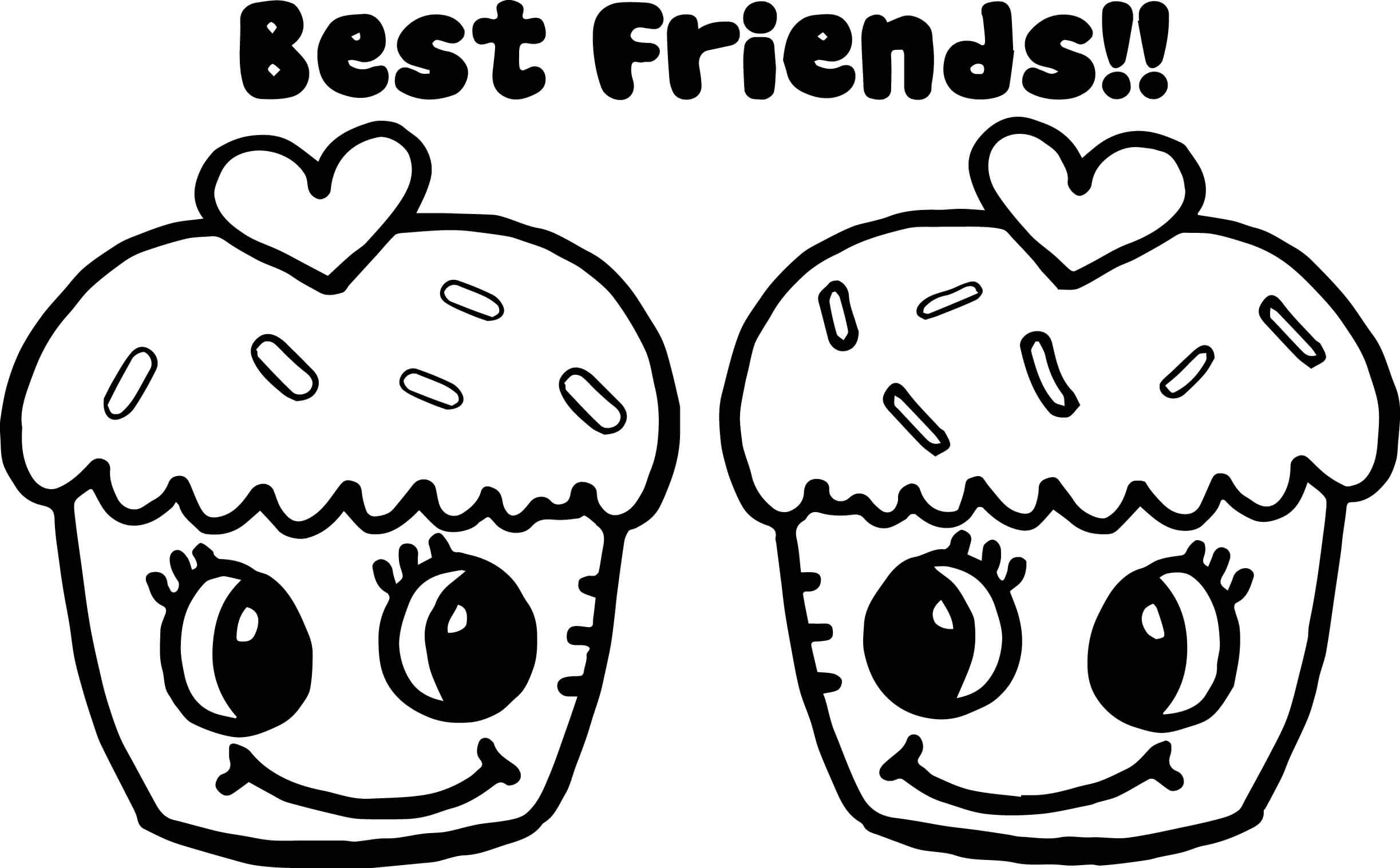 Desenhos de Cupcake de Melhores Amigos Sorrindo para colorir