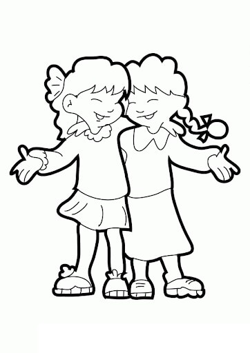 Desenhos de Diversão de Duas Garotas Melhores Amigas para colorir