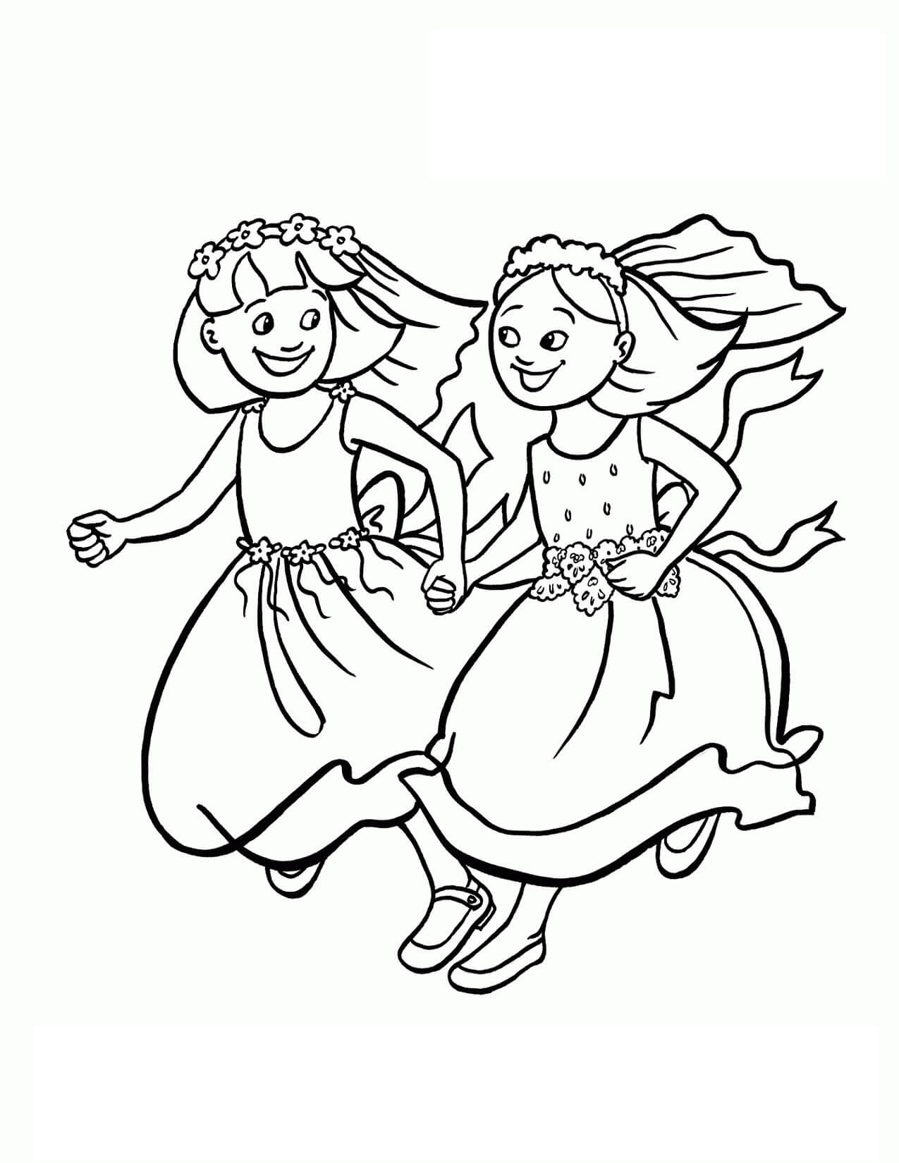 Desenhos de Dois Melhores Amigos Correndo para colorir