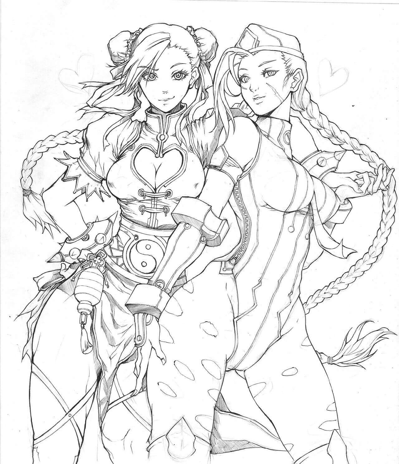 Dois Personagens de Street Fighter para colorir