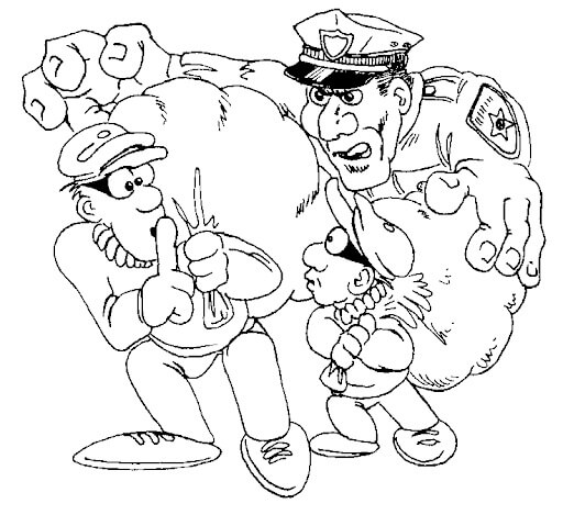 Desenhos de Ladrão e Polícia para colorir