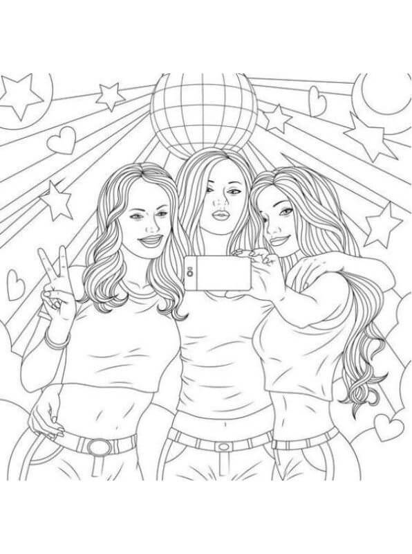 Desenhos de Melhores Amigos de Três Adolescentes para colorir