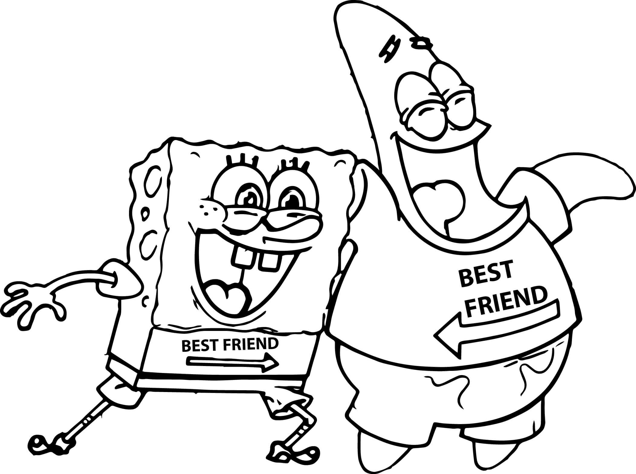 Desenhos de Melhores Amigos Engraçados do Bob Esponja e Patrick para colorir