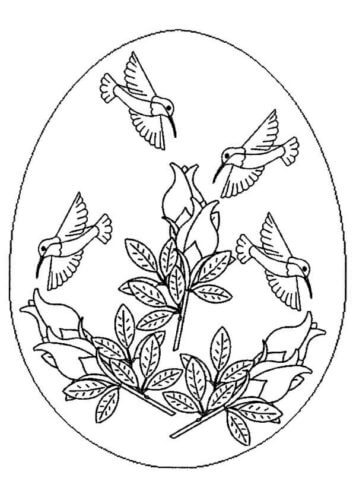 Desenhos de Pássaros e Flores ovo de Páscoa para colorir