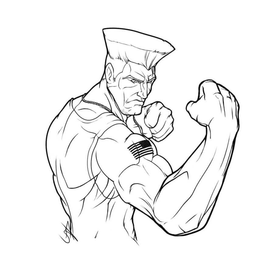 Personagem Básico de Street Fighter para colorir