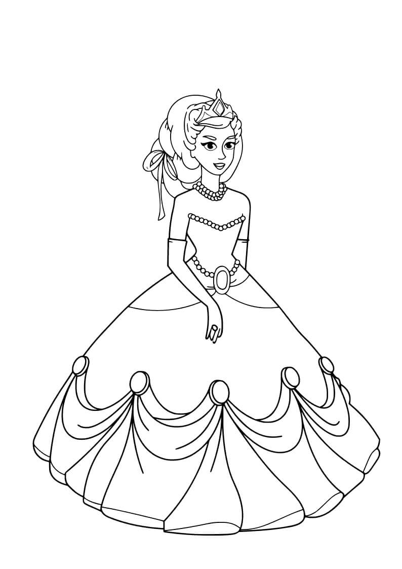 Desenhos de Princesa Vestindo com Colar para colorir