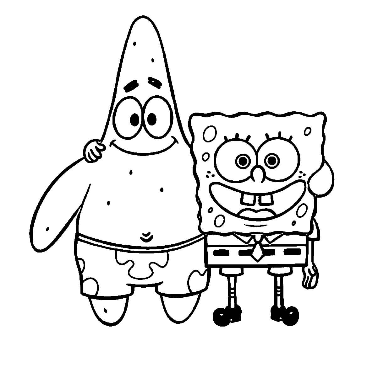 Desenhos de SpongeBob e Patrick Star, Melhores Amigos para colorir