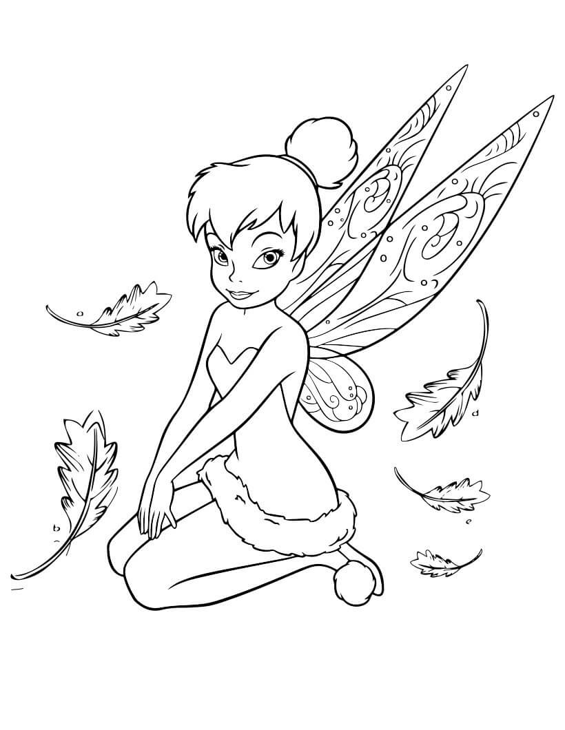 Desenhos de Tinkerbell e Folhas para colorir
