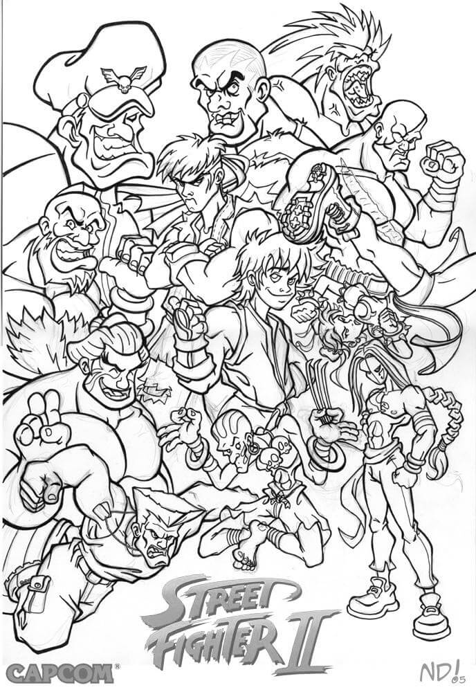 Um bom Personagem de Street Fighter para colorir