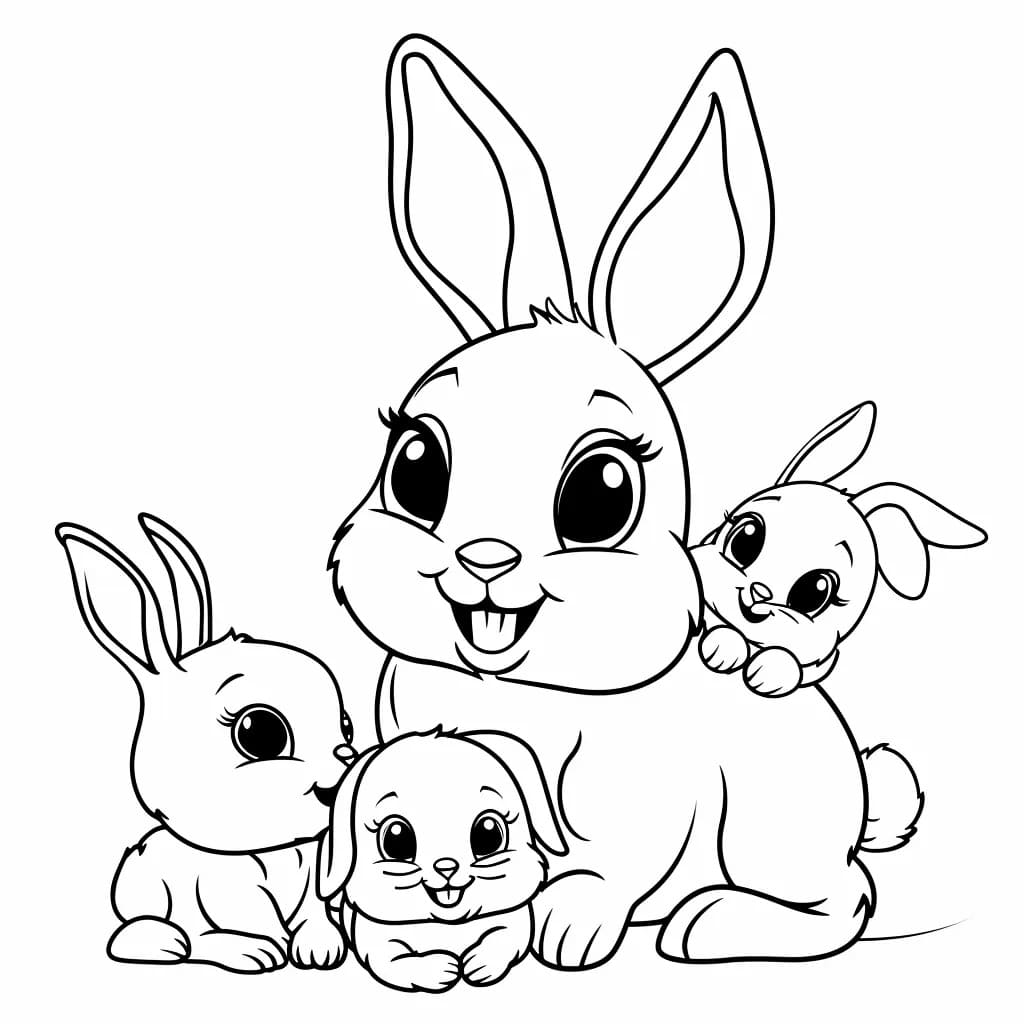 Desenhe família Coelho gratuit para colorir