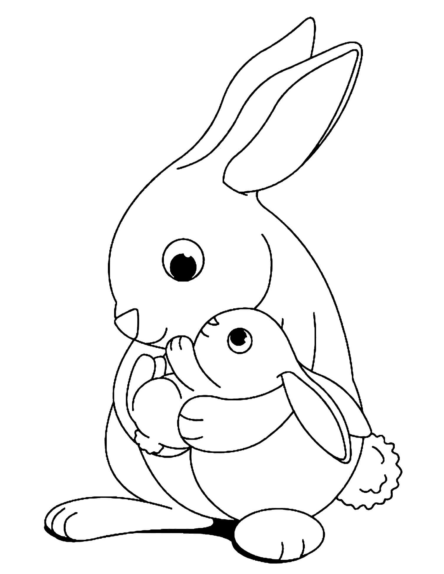 Desenhos de A mãe Coelhinho Segura um Coelhinho Bebê para colorir