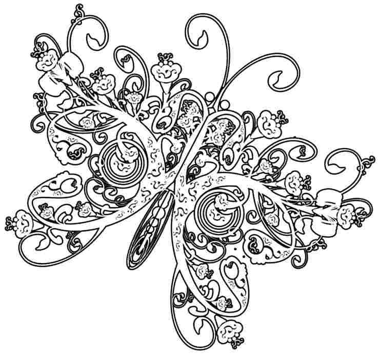 Desenhos de Borboleta de flor de Mandalas para colorir