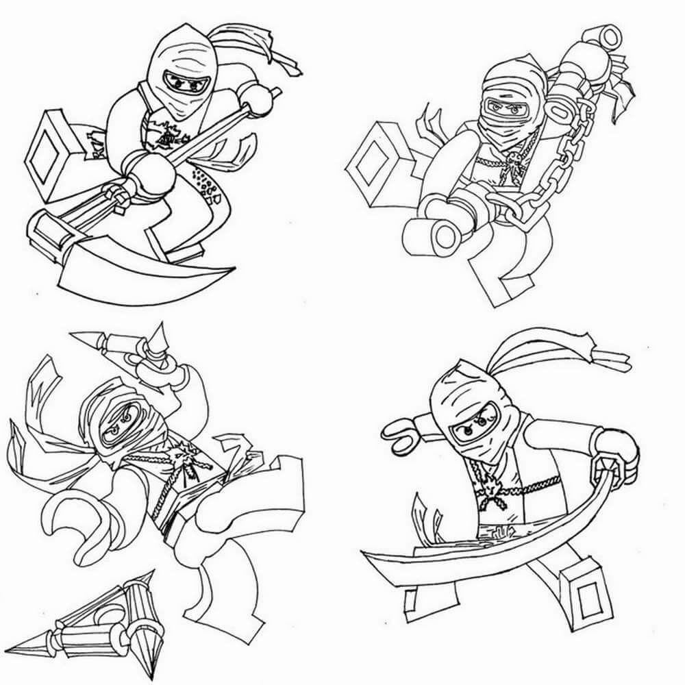 Desenhos de Cinco Batalhas Ninjago para colorir