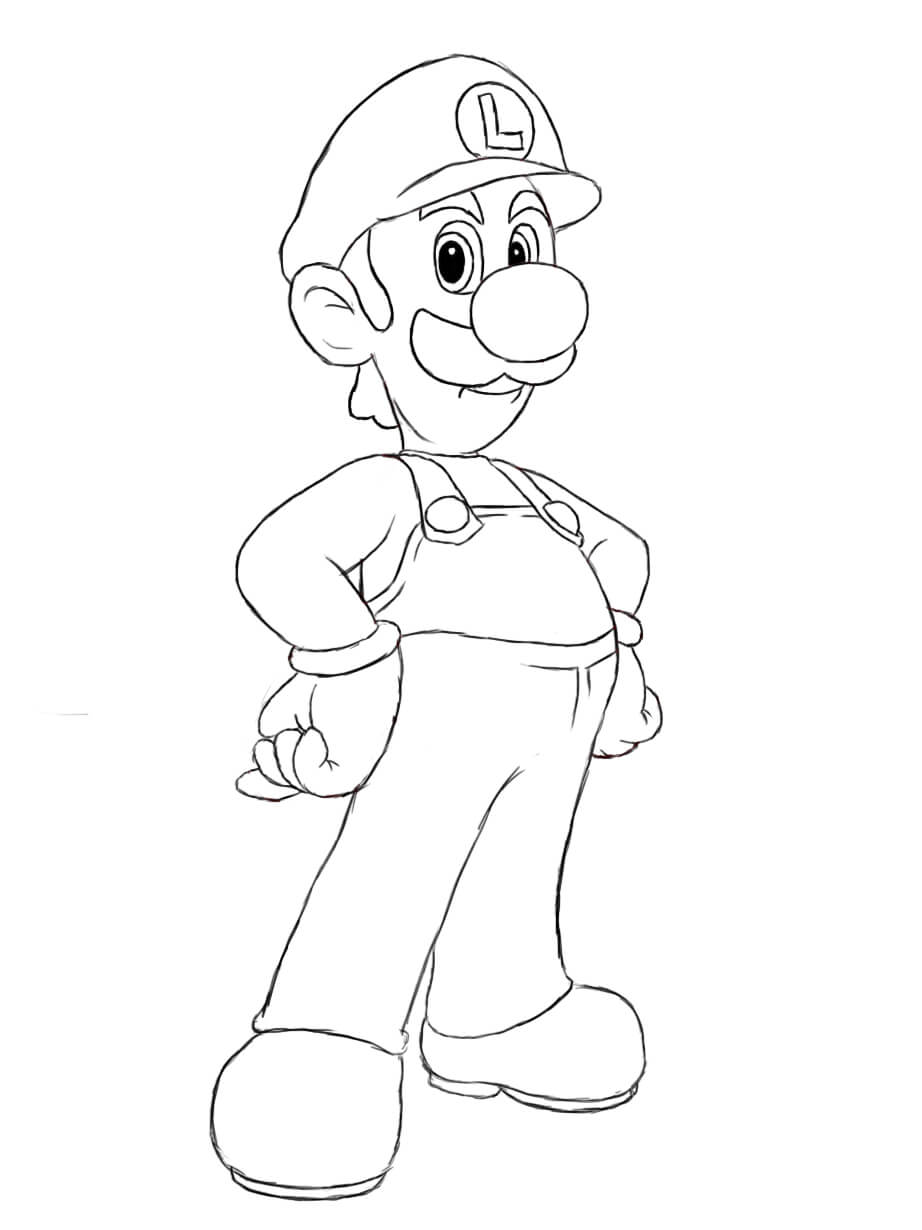 Desenhando Luigi para colorir