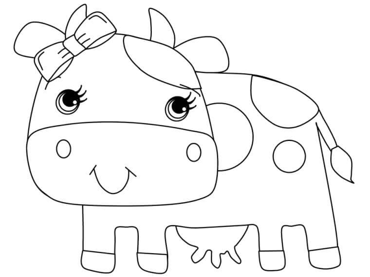 Desenho Bebê vaca Sorrindo para colorir